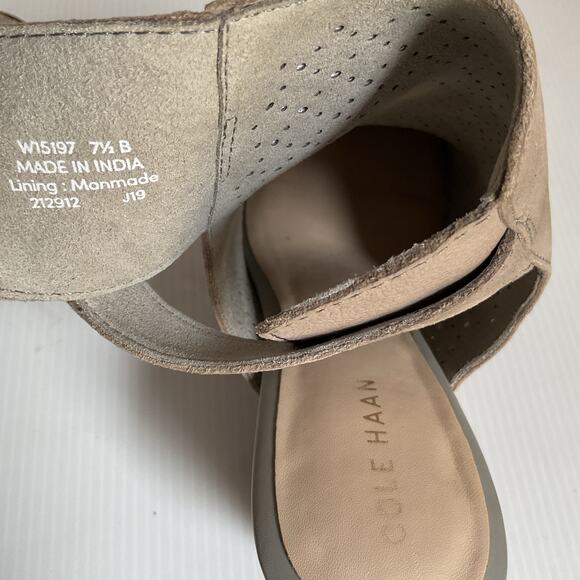 Cole Haan Perforated Booties 7.5 B Gray Peep Toe Cutout Sandals Heels - Picture 8 of 11